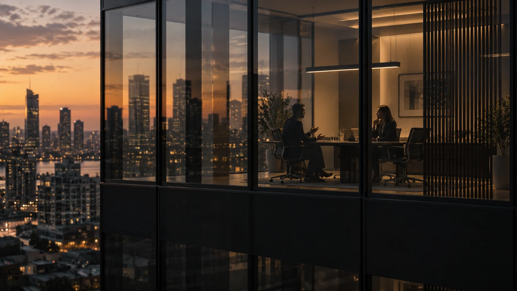Arquitetura de um escritório com vista para a cidade